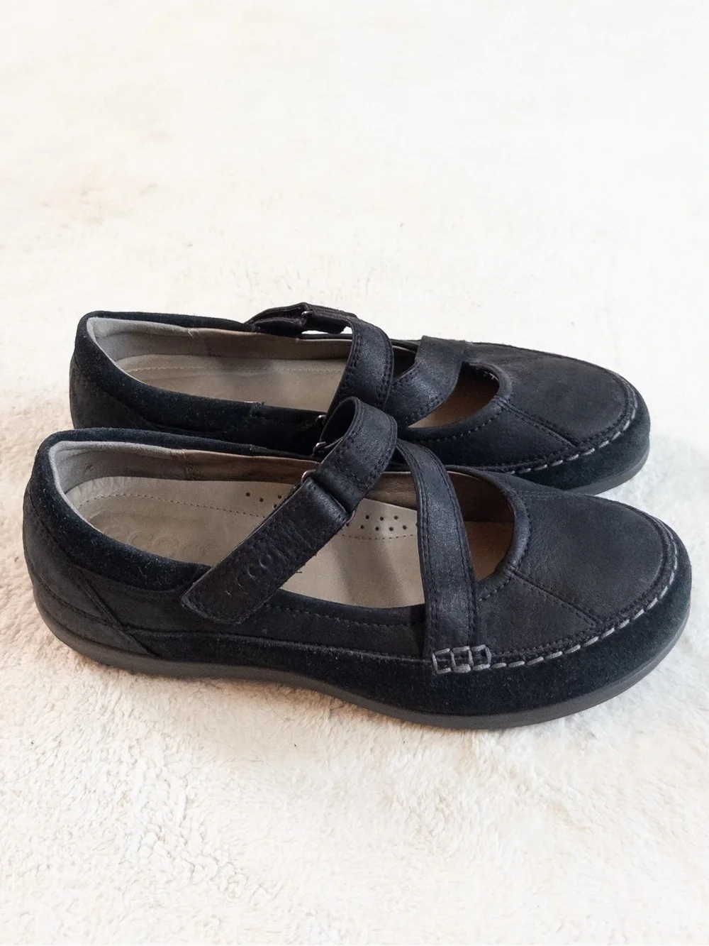 ECCO Black Mary Jane Leather Shoes Women’s Size 37 US 6.5/7 Comfort Flats